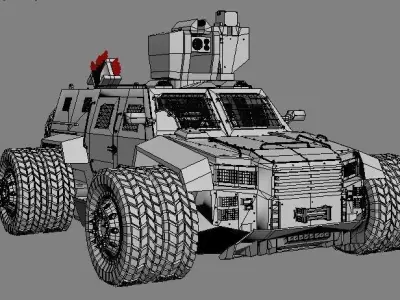 war truck orange rigged 3D model