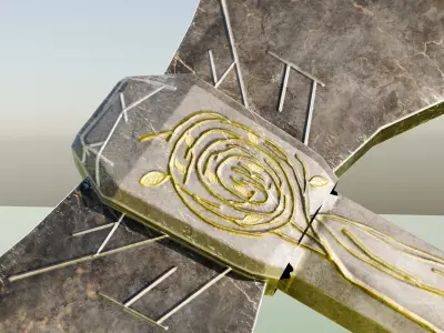 Golden Battle Axes  Free low-poly 3D model