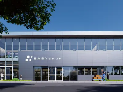 Commercial building Low-poly 3D model 8