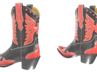 Eagle Star Cowboy Red Boots 3D model