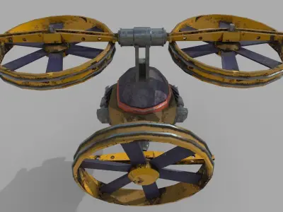 Gunship Spaceship Lowpoly  Free low-poly 3D model