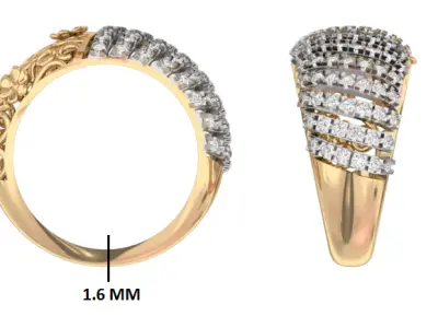 high jewelry gold diamond ring 3D print model