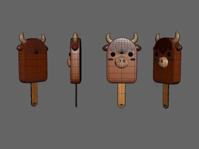 Low-Poly Cow Ice Cream Cute  Low-poly 3D model
