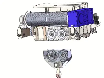 Heavy Duty 20 Ton Trolley Frame Crane with Electric Winch 3D model