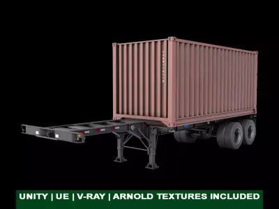 Container Carrier Trailer 03 For Heavy Truck PBR  Low-poly 3D model