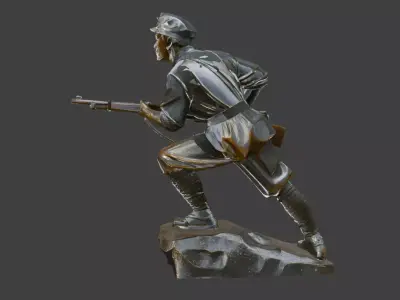 Military sculpture warrior  military battle war hero  soldier 3D print model 17