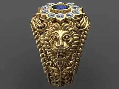 Antique  Lion   Ring   3D print model