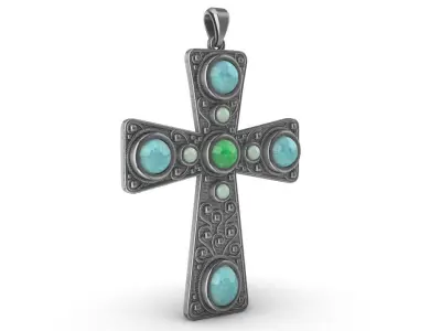 Cabochon Cross Pendant 3D print model