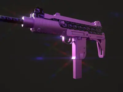 Submachine Gun UZI SMG  Kitty Design Low-poly 3D model