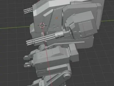Low poly  military robot Low-poly 3D model