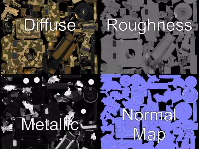 Camouflage Armored Vehicle model pack Low-poly 3D model 5