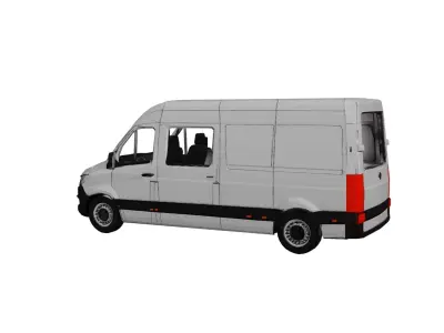 Mercedes Sprinter 2019 High Roof Low Poly Van Model Low-poly 3D model