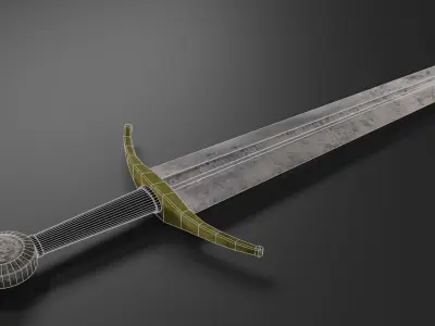 Old Medieval Sword Low Poly 3D model