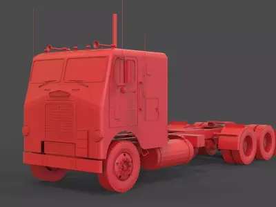 White Freightliner WF 3D print model