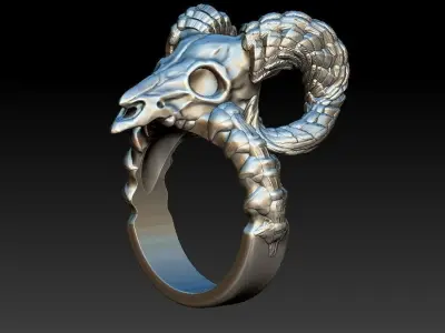 Ram skull ring 3D print model