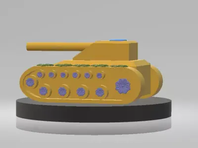 Cartoon Military Tank Toy Style 3D Printable Model 3D print model