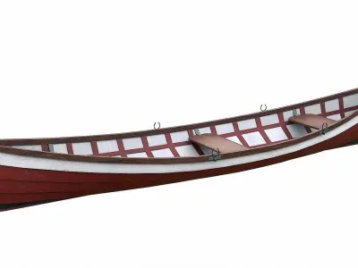 Painted Wooden Boat v1 Low-poly 3D model