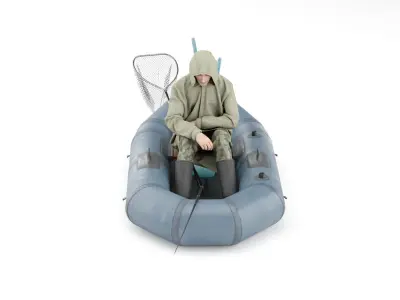 Fisherman in a Boat 3D model