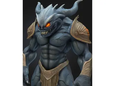 Horned Demon Monster Low-poly 3D model