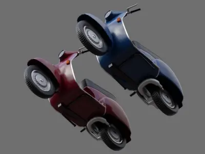 Motor Scooter 1A Low-poly 3D model