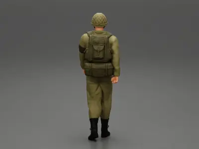 Soldier carrying a backpack 3D print model