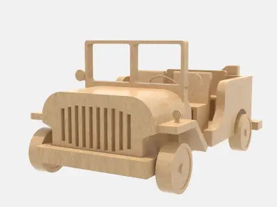 Wooden Jeep Low-poly 3D model