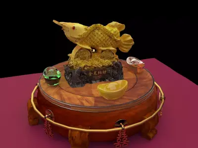 Chinese golden fish statue  3D model