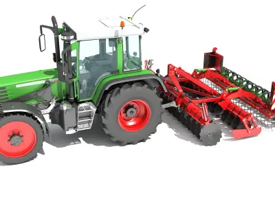 Tractor with Disc Harrow 3D model buy