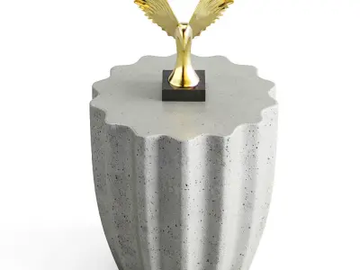 Coulver Table With Decorative Golden Eagle Statue 3D model