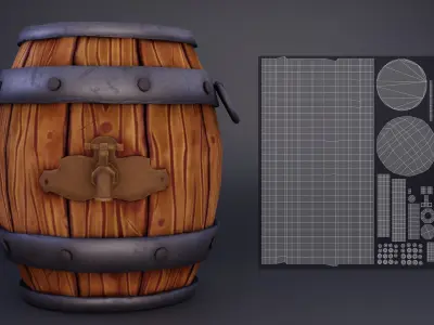  Stylised Barrels  Low-poly 3D model