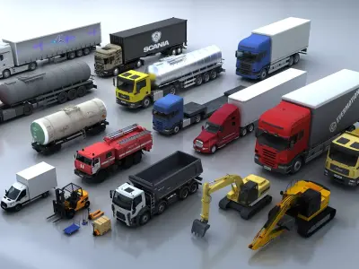 Truck - Transport Vehicle - Engineering Vehicle Pack 3D model