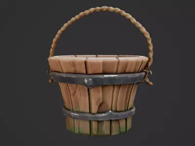 Stylized Bucket Game Ready Model Low-poly 3D model