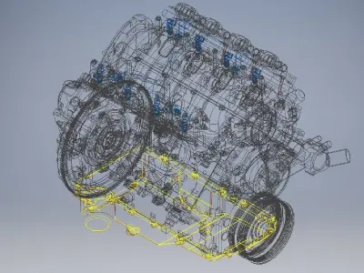 V8 cylinder engine 3D model