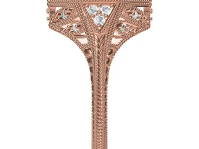 Antique Art Deco Engagement Ring 04 3D print model