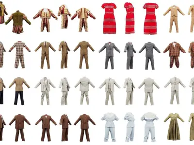 72 3D Scanned Full Body Clothing items 3D Model Pack