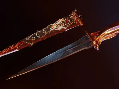 Skeleton ornamented dagger 3D model