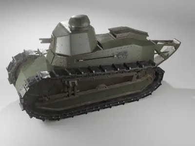 FT-17 Renault light tank low poly game ready 4K PBR textures Low-poly 3D model