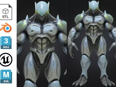 Alien Warrior Sci Fi Futuristic Low-poly 3D model