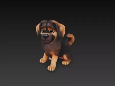 Dog Realistic 3D Model Basic - Low Poly Realistic Low-poly 3D model 5