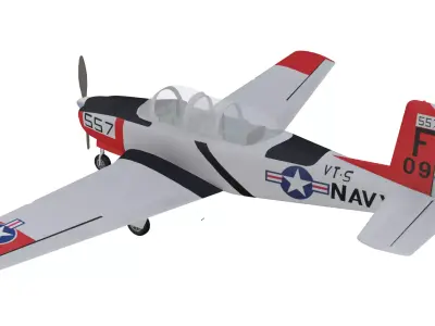 Beechcraft T34A Low-poly 3D model