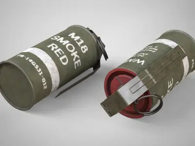 M18 Red Smoke Hand Grenade AAA Game Ready Low-poly 3D model