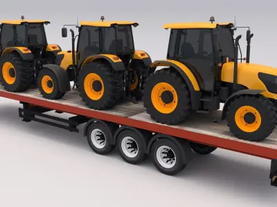 Trailer with Tractors 3D model