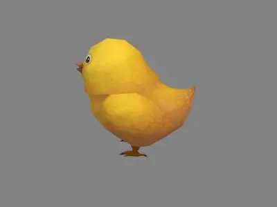 Cartoon chick - little yellow chicken Low-poly 3D model