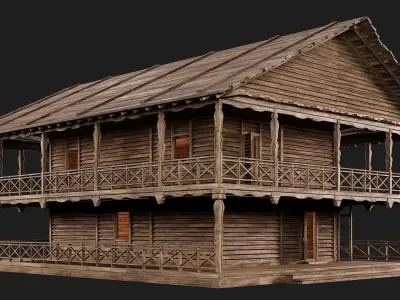 Old Wooden House 4K Textures GameReady 141 Low-poly 3D model