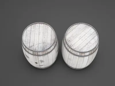 White Wooden barrel  Low-poly 3D model