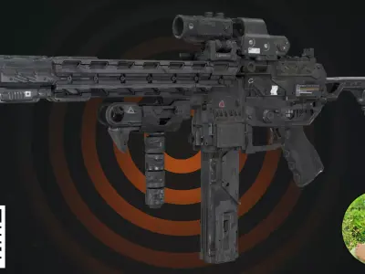 Tactical Cyberpunk SMG 3D model purchase