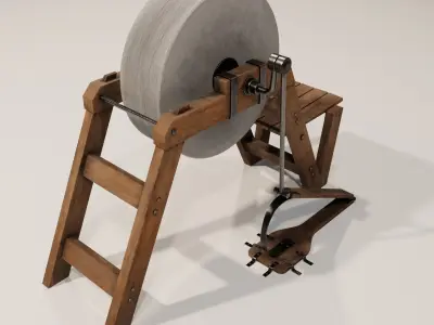 Medevil grinding wheel Low-poly 3D model