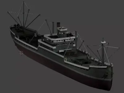 Japanese Merchant Ship Low-poly 3D model