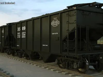 Steam Engine with Covered Hopper Cars  purchase 3D model