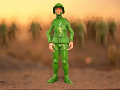 Green Soldier Figurine model pack Low-poly 3D model